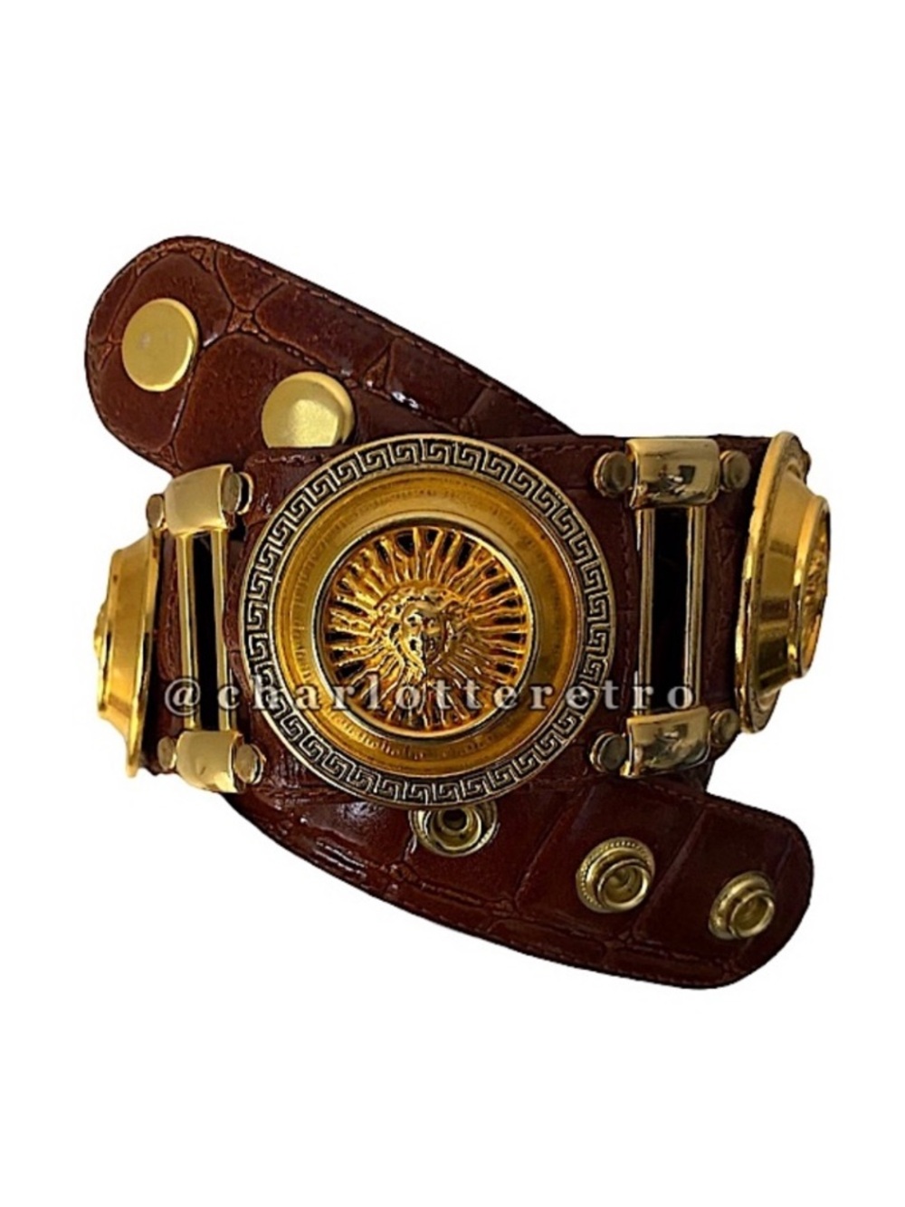 vtg CAPRICE 3D Medusa Head Croc Embossed Belt